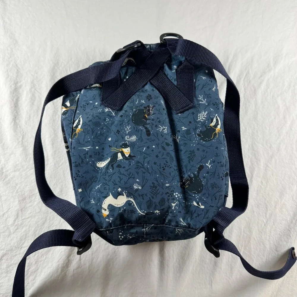 Fjallraven Kanken Mini Blue Fable Print Mini Backpack Shoulder Strap Handle
